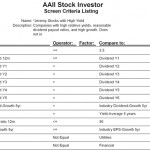 AAII TDG Dividend Screen