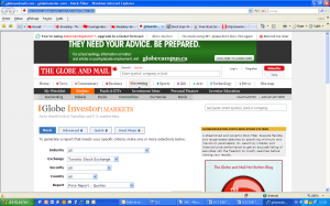 Globeinvestor Canadian Stock Screener