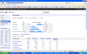 Google Finance US Stock Screener