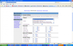 Yahoo Finance US Stock Screener
