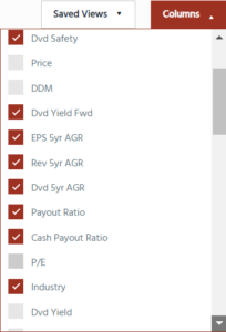 DSR Metrics List Partial